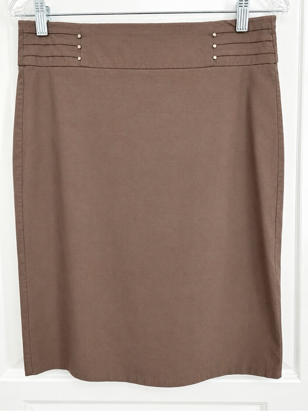 JM Collection Taupe A-Line Skirt with Pleat-Trim Waist